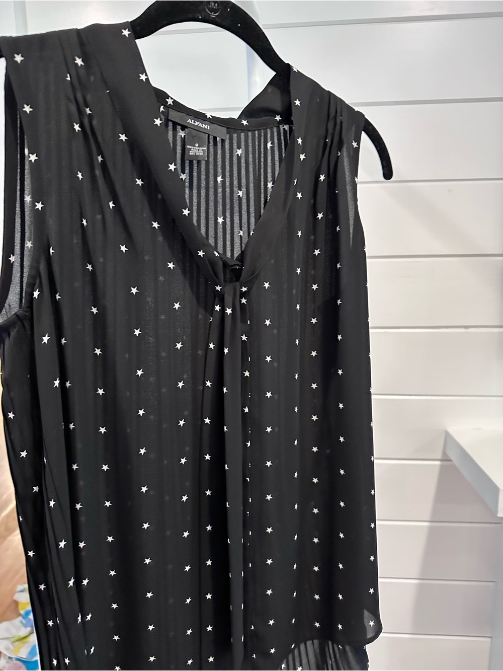 Alfani Black Star-Print Sleeveless V-Neck Blouse